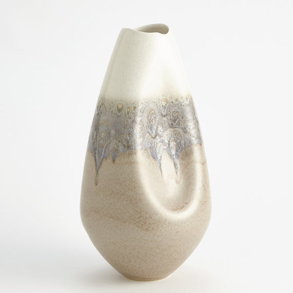 safavieh Cream Rises Dented Vase-Lg | Global Views - 1.10806