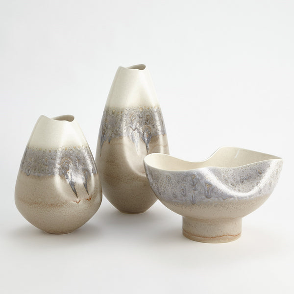 Safavieh Cream Rises Dented Vase-Sm | Global Views - 1.10807