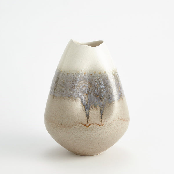 safavieh Cream Rises Dented Vase-Sm | Global Views - 1.10807