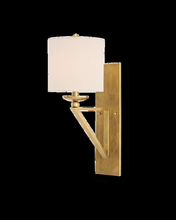 safavieh Currey & Co Anthology Brass Wall Sconce White Shade | 5181