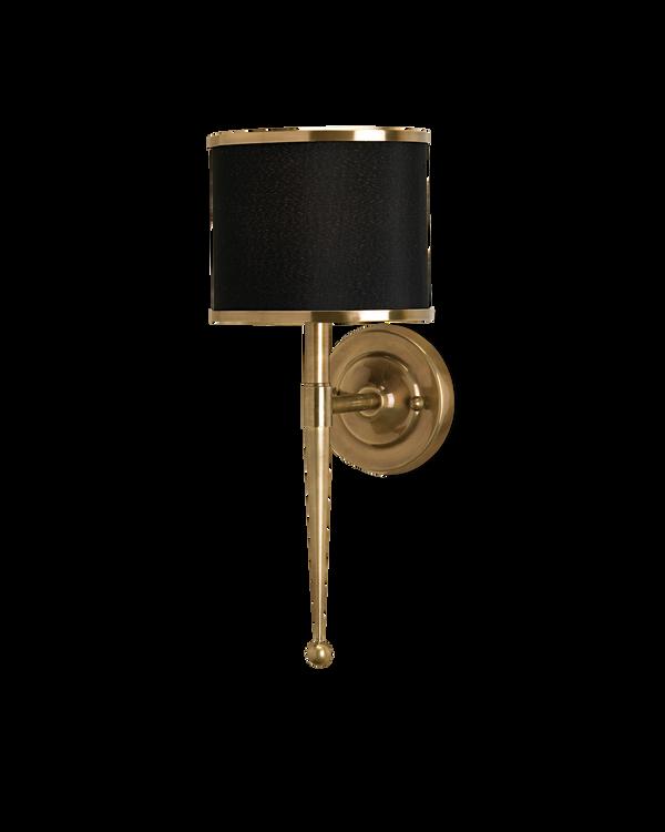 safavieh Currey & Co Primo Brass Wall Sconce Black Shade | 5021
