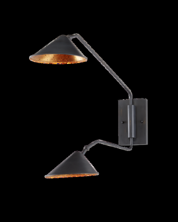 safavieh Currey & Co Serpa Black Double Swing-Arm Wall Sconce | 5172