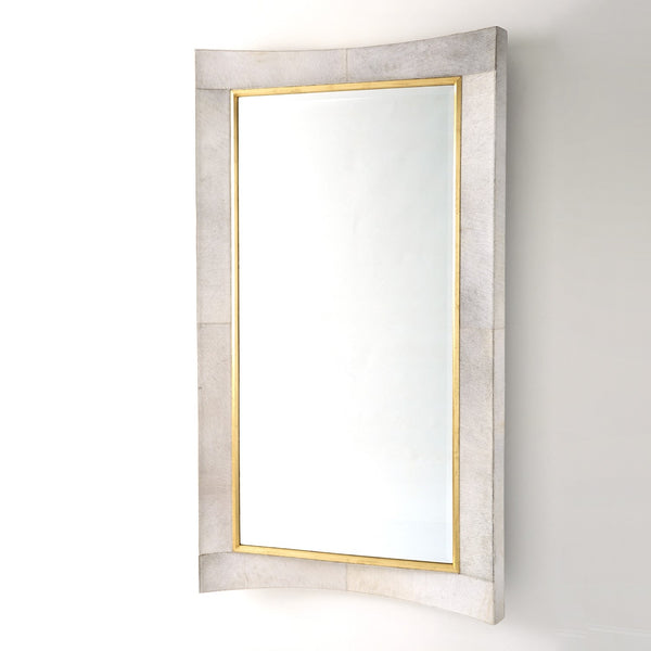 safavieh Curved Floor Mirror-White Hair-on-Hide | Global Views - 9.92727