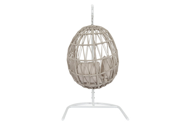 Safavieh Dana Rope Hanging Club Chair In Linen Canvas W/ Self Welt - Natural | Sunset West - SW4301-HC-LCAN-STKIT