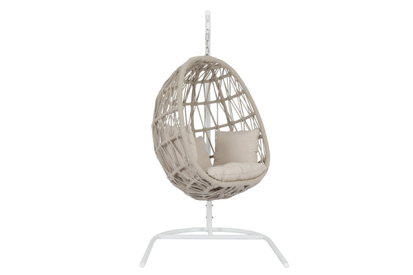 safavieh Dana Rope Hanging Club Chair in Linen Canvas w/ Self Welt - Natural | Sunset West - SW4301-HC-LCAN-STKIT