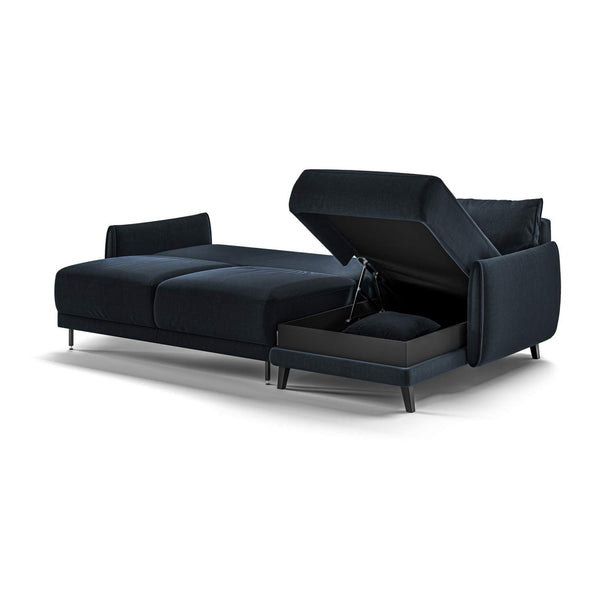 Safavieh Dolphin Full XL Sectional (Reversible Chaise + Loveseat Sleeper) Glamour 13 - 133/12 Black | Luonto Furniture - DOLP-CED+FOU-GLAM/13-133/12-BK