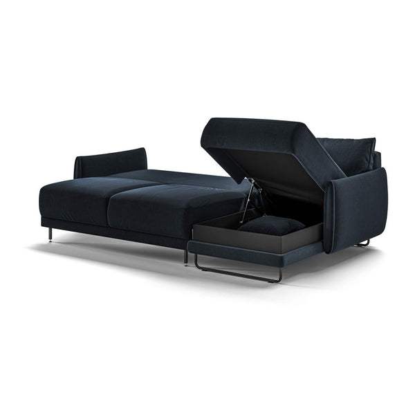 Safavieh Dolphin Full XL Sectional (Reversible Chaise + Loveseat Sleeper) Glamour 13 - 226/13 Black | Luonto Furniture - DOLP-CED+FOU-GLAM/13-226/13-BK