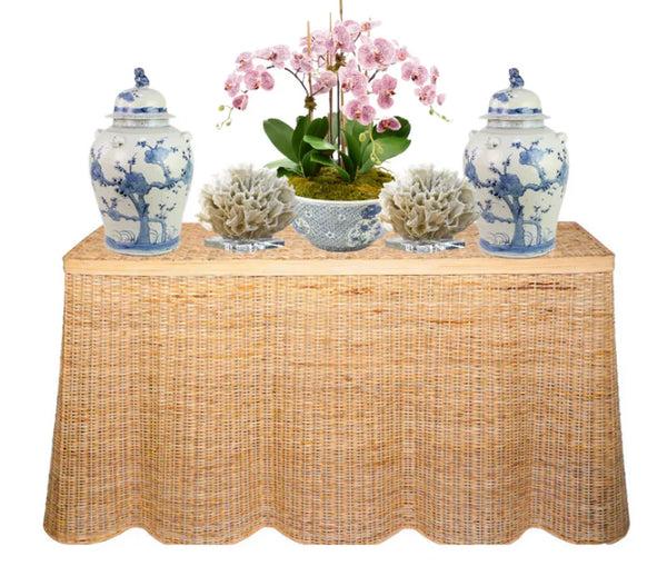 Safavieh Extra Large Scalloped Wicker Console Table