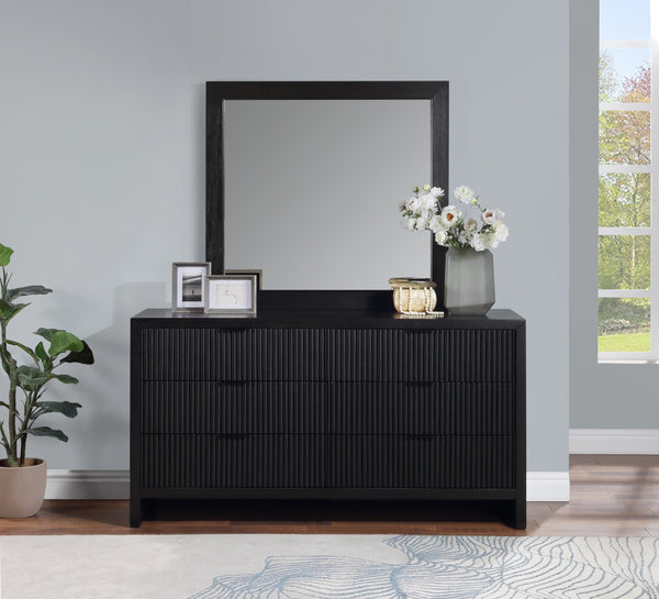 Safavieh Fairfax Black Solid Wood And Oak Veneer Frame Mirror | Meridian Furniture - 311Black-M