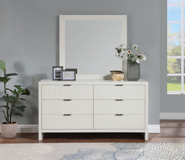 Safavieh Fairfax Cream Solid Wood And Oak Veneer Frame Mirror | Meridian Furniture - 311Cream-M