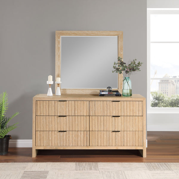 Safavieh Fairfax Natural Solid Wood And Oak Veneer Frame Mirror | Meridian Furniture - 311Natural-M