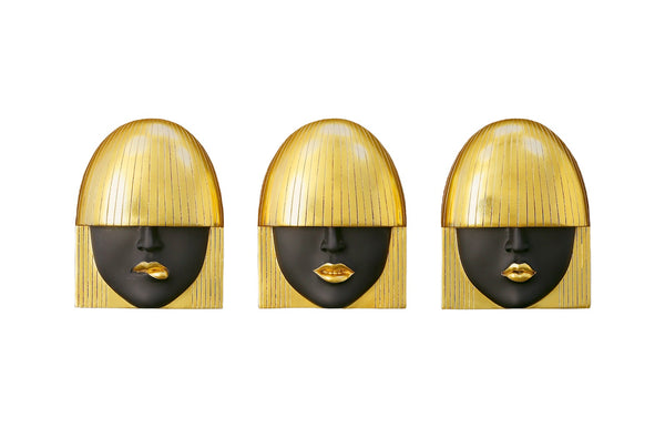 safavieh Fashion Faces Wall Art Small Black And Gold Leaf Set Of 3 | Phillips Collection - PH90450