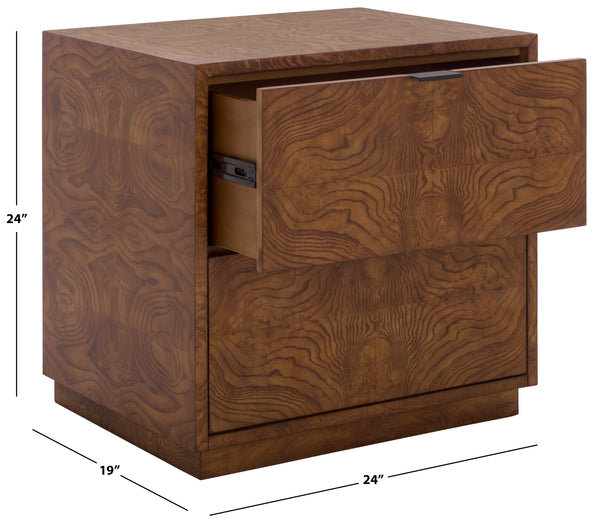 Safavieh Frankie Burl 2 Drawer Nightstand | Safavieh Couture - SFV7724