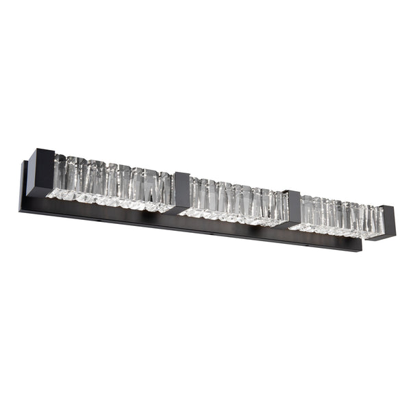 safavieh Guild 38 inch LED Bath Vanity & Wall Light in Black with Clear Optic Crystal | Schonbek - BWS11238-BK