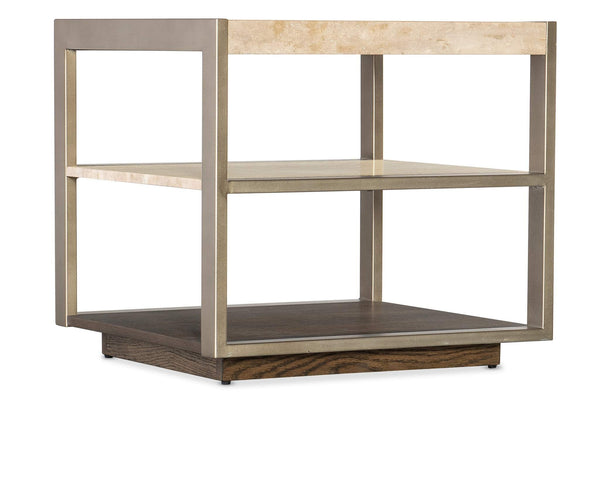 safavieh Hammon Travertine/Metal Square Side Table | Hooker Furniture - M11-80113-00