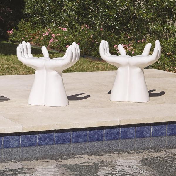 Safavieh Hands Stool-Matte White | Global Views - 7.10054