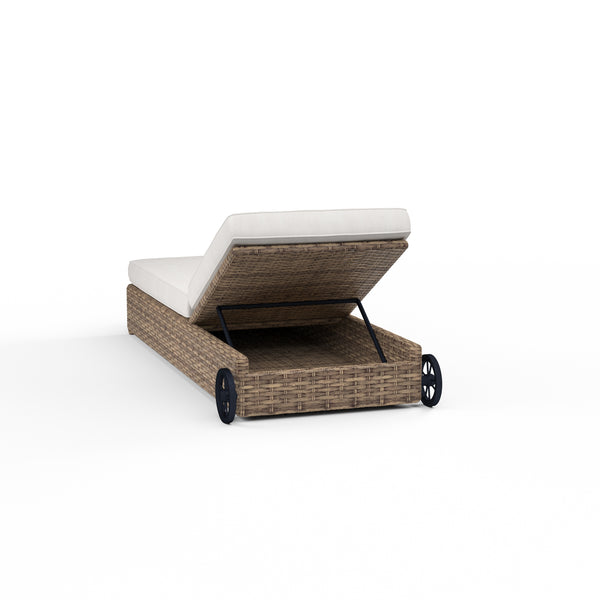 Safavieh Havana Adjustable Chaise In Canvas Flax W/ Self Welt - Tobacco | Sunset West - SW1701-9-FLAX-STKIT