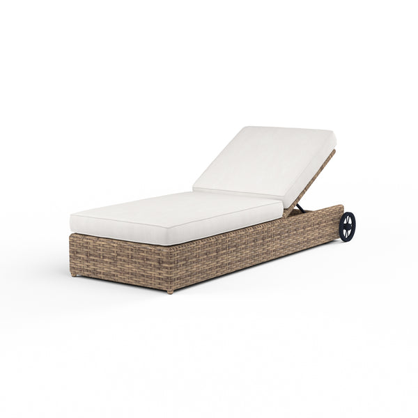 safavieh Havana Adjustable Chaise in Canvas Flax w/ Self Welt - Tobacco | Sunset West - SW1701-9-FLAX-STKIT