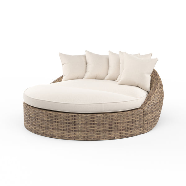 safavieh Havana Round Daybed in Canvas Flax w/ Self Welt - Tobacco | Sunset West - SW1701-99OT-FX-STKIT