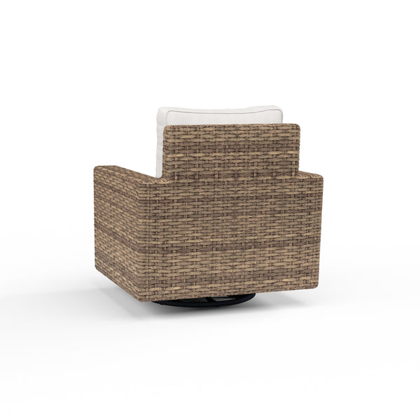 Safavieh Havana Swivel Club Rocker In Canvas Flax W/ Self Welt - Tobacco | Sunset West - SW1701-21SR-FX-STKIT