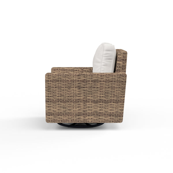 Safavieh Havana Swivel Club Rocker In Canvas Flax W/ Self Welt - Tobacco | Sunset West - SW1701-21SR-FX-STKIT
