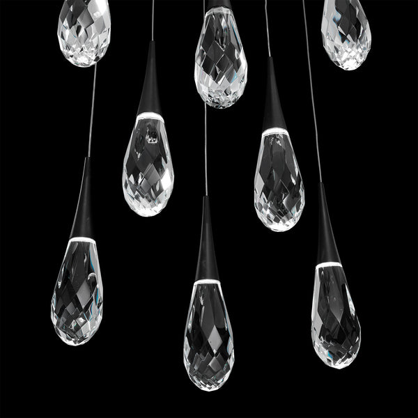 Safavieh Hibiscus 13 Multi-Light Pendant (Square Canopy) In Black With Clear Optic Crystal | Schonbek - BPD21213S-BK