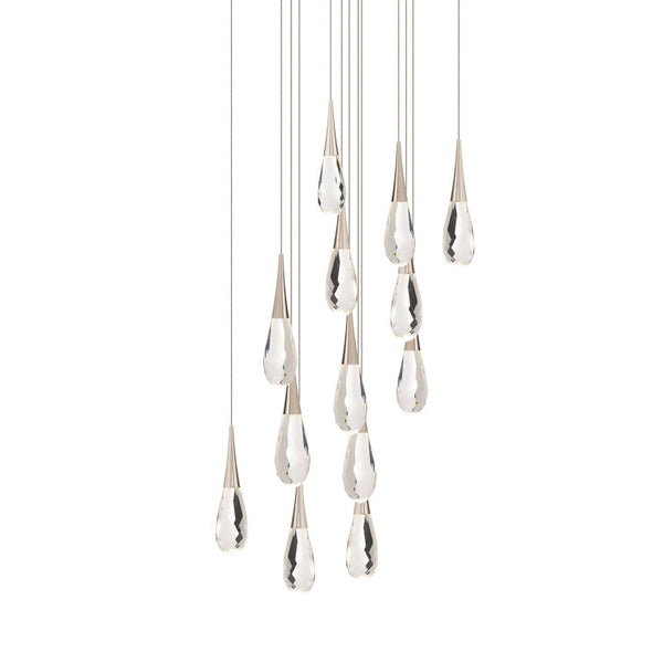 safavieh Hibiscus 13 Multi-Light Pendant (Square Canopy) in Polished Nickel with Clear Optic Crystal | Schonbek - BPD21213S-PN