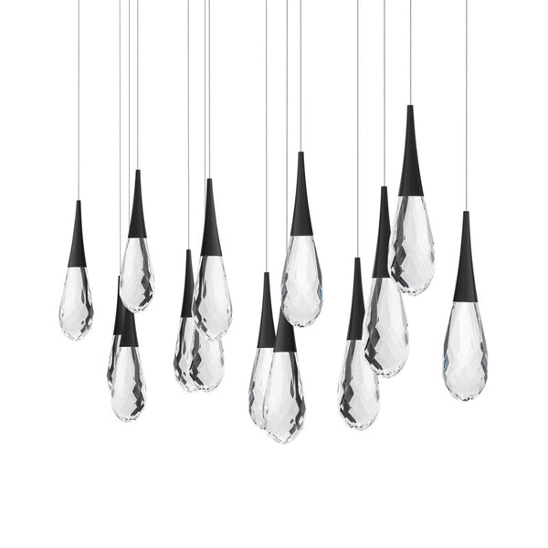 safavieh Hibiscus 14 Multi-Light Pendant (Linear Canopy) in Black with Clear Optic Crystal | Schonbek - BPD21214L-BK