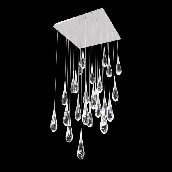 Safavieh Hibiscus 14 Multi-Light Pendant (Linear Canopy) In Polished Nickel With Clear Optic Crystal | Schonbek - BPD21214L-PN