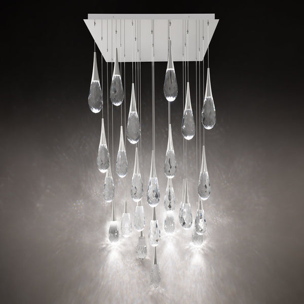 Safavieh Hibiscus 14 Multi-Light Pendant (Linear Canopy) In Polished Nickel With Clear Optic Crystal | Schonbek - BPD21214L-PN