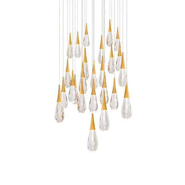 Safavieh Hibiscus 23 Multi-Light Pendant (Linear Canopy) In Aged Brass With Clear Optic Crystal | Schonbek - BPD21223L-AB