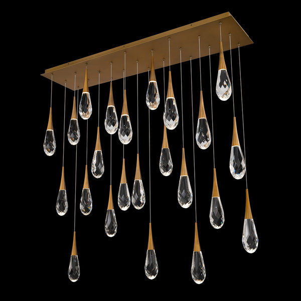 Safavieh Hibiscus 23 Multi-Light Pendant (Linear Canopy) In Aged Brass With Clear Optic Crystal | Schonbek - BPD21223L-AB