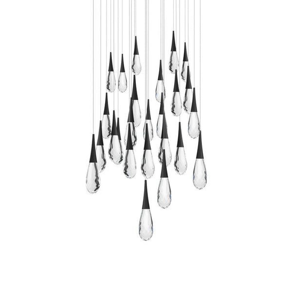 safavieh Hibiscus 23 Multi-Light Pendant (Linear Canopy) in Black with Clear Optic Crystal | Schonbek - BPD21223L-BK