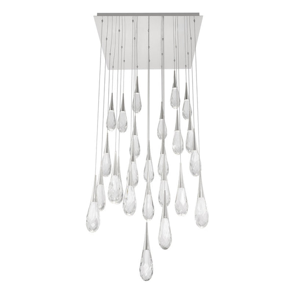 safavieh Hibiscus 23 Multi-Light Pendant (Linear Canopy) in Polished Nickel with Clear Optic Crystal | Schonbek - BPD21223L-PN