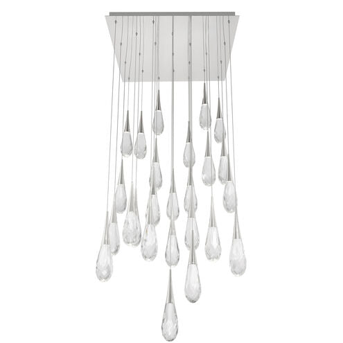 safavieh Hibiscus 25 Multi-Light Pendant (Square Canopy) in Polished Nickel with Clear Optic Crystal | Schonbek - BPD21225S-PN