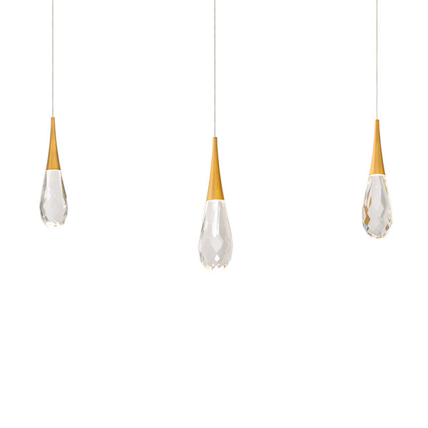 safavieh Hibiscus 3 Multi-Light Pendant (Linear Canopy) in Aged Brass with Clear Optic Crystal | Schonbek - BPD21203L-AB