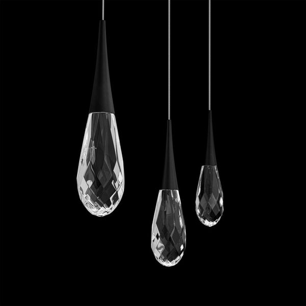 Safavieh Hibiscus 3 Multi-Light Pendant (Linear Canopy) In Black With Clear Optic Crystal | Schonbek - BPD21203L-BK