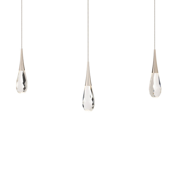 safavieh Hibiscus 3 Multi-Light Pendant (Linear Canopy) in Polished Nickel with Clear Optic Crystal | Schonbek - BPD21203L-PN