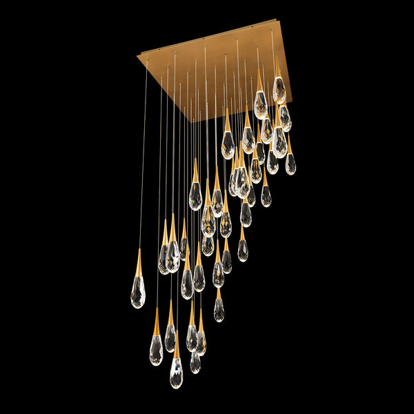 Safavieh Hibiscus 41 Multi-Light Pendant (Square Canopy) In Aged Brass With Clear Optic Crystal | Schonbek - BPD21241S-AB
