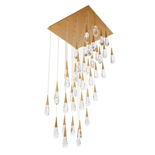 safavieh Hibiscus 41 Multi-Light Pendant (Square Canopy) in Aged Brass with Clear Optic Crystal | Schonbek - BPD21241S-AB