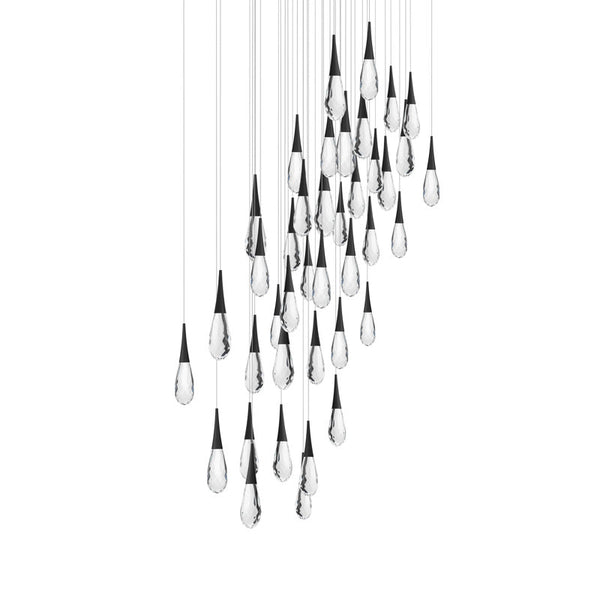 safavieh Hibiscus 41 Multi-Light Pendant (Square Canopy) in Black with Clear Optic Crystal | Schonbek - BPD21241S-BK