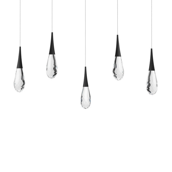 safavieh Hibiscus 5 Multi-Light Pendant (Linear Canopy) in Black with Clear Optic Crystal | Schonbek - BPD21205L-BK