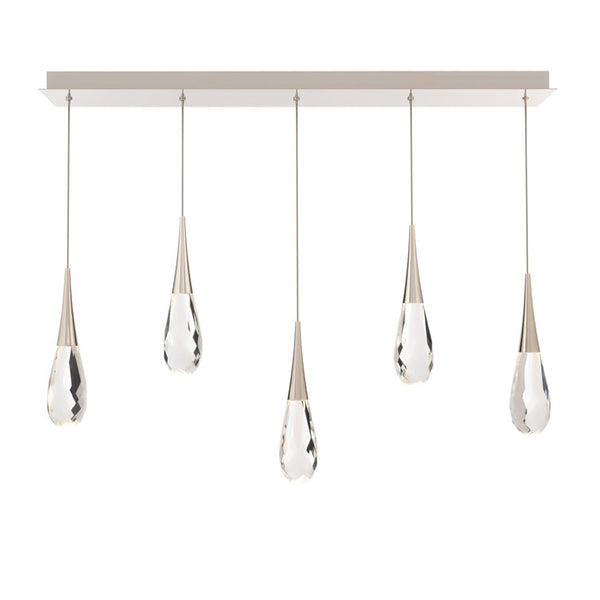 safavieh Hibiscus 5 Multi-Light Pendant (Linear Canopy) in Polished Nickel with Clear Optic Crystal | Schonbek - BPD21205L-PN