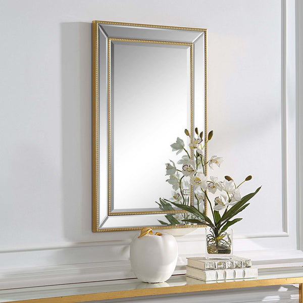 Safavieh Home Decor Bevel Mirror - Frame With Gold Beading