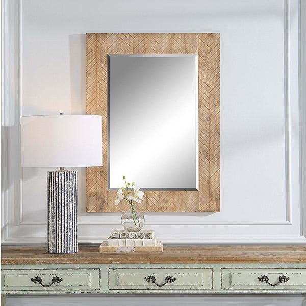 Safavieh Home Decor Mirror - Chevron Pattern Designed In A Natural Solid Wood