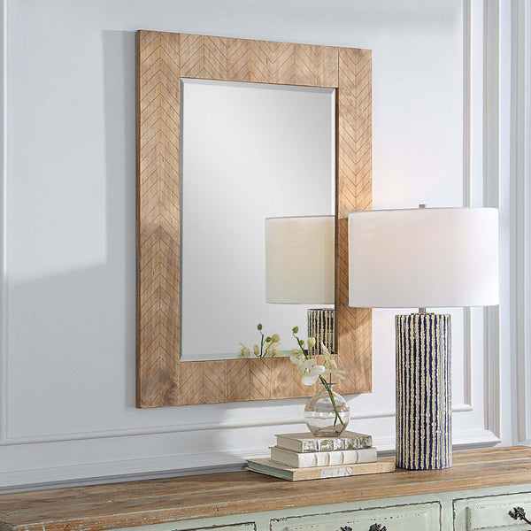 Safavieh Home Decor Mirror - Chevron Pattern Designed In A Natural Solid Wood