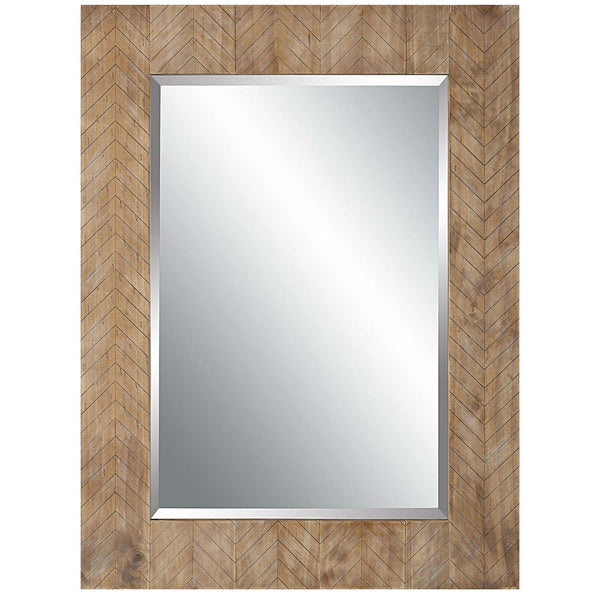 safavieh Home Decor Mirror - Chevron Pattern Designed In A Natural Solid Wood