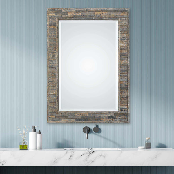 safavieh Home Decor Mirror - Distressed Charcoal Blue