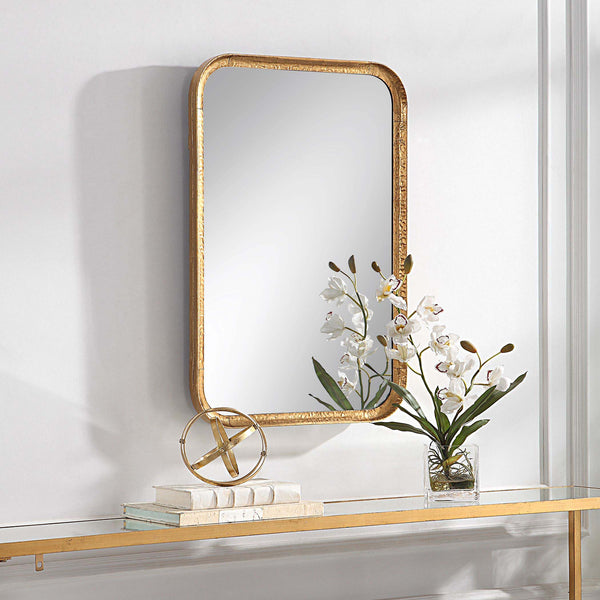 Safavieh Home Decor Mirror - Lightly Antiqued Gold Leaf With Glaze