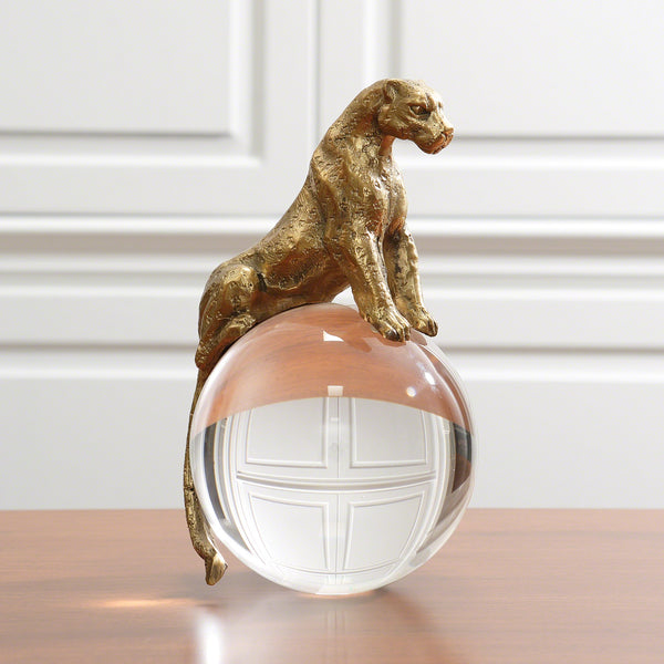 Safavieh Jaguar On Crystal Sphere-Brass | Global Views - 8.82269